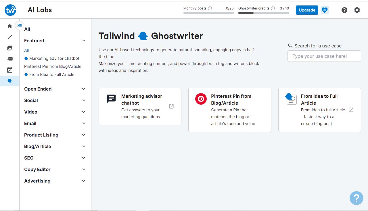 Tailwind’s Ghostwriter AI labs unveils revolutionary marketing advisor Chabot